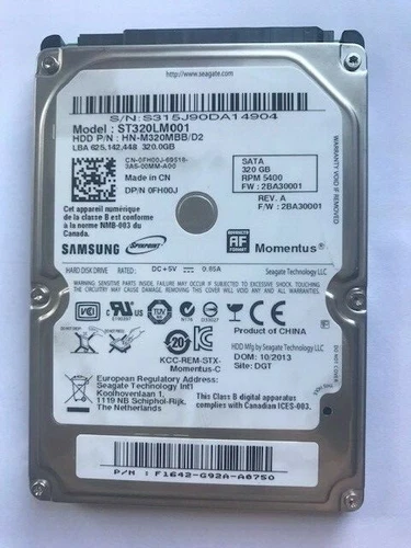 Donor hard drive | ST320LM001, HN-M320MBB/D2, FW 2BA30001 Samsung 320GB SATA 2.5