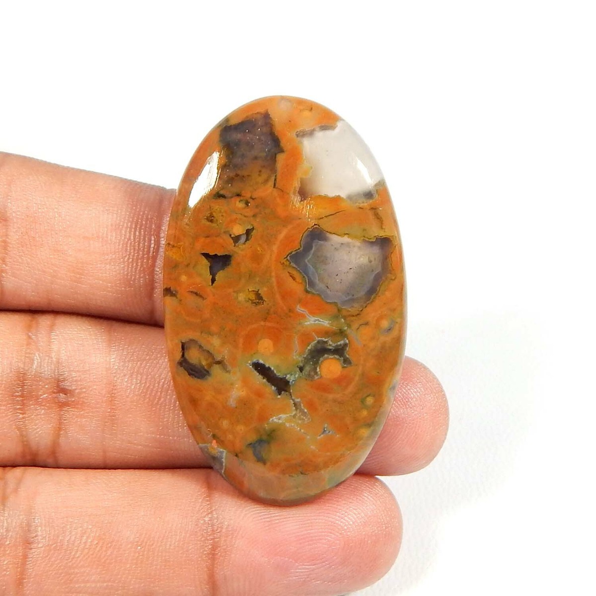 58 Cts Natural Rainforest Rhyolite Jasper Oval Cabochon Designer