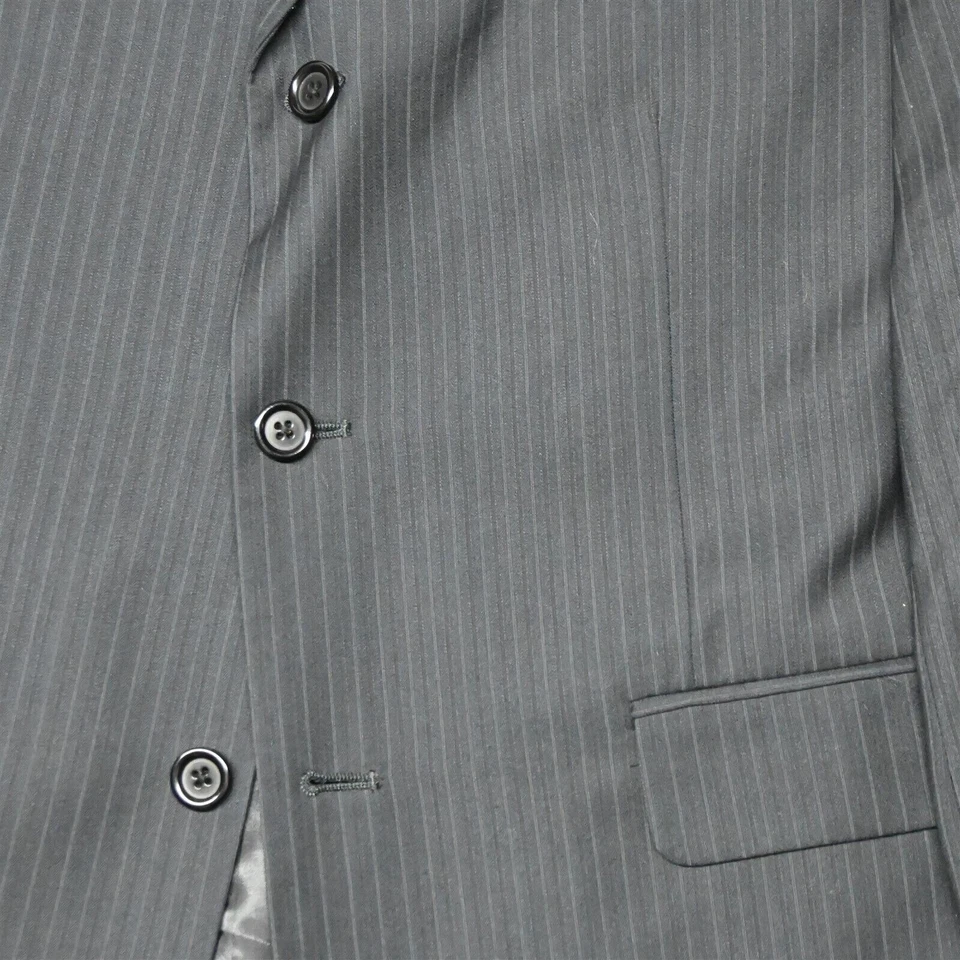 Fellini Uomo 42S 36x29 黑色条纹男式外套夹克裤子套装 — 第 3/4 张图片