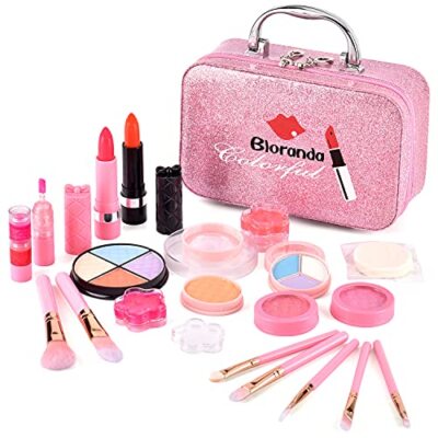Bloranda Real Makeup Toy for Girls,Safe & Non-Toxic Washable Cosmetics with Box