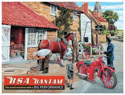 BSA Bantam bei Schmiede kleines Stahlschild 200mm x 150mm AUSVERKAUF!