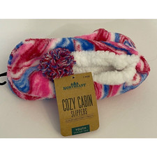 Youth Cozy Cabin Slippers Size 10k-4 Aloe Infused Rainbow Swirl Pink/Blue Small