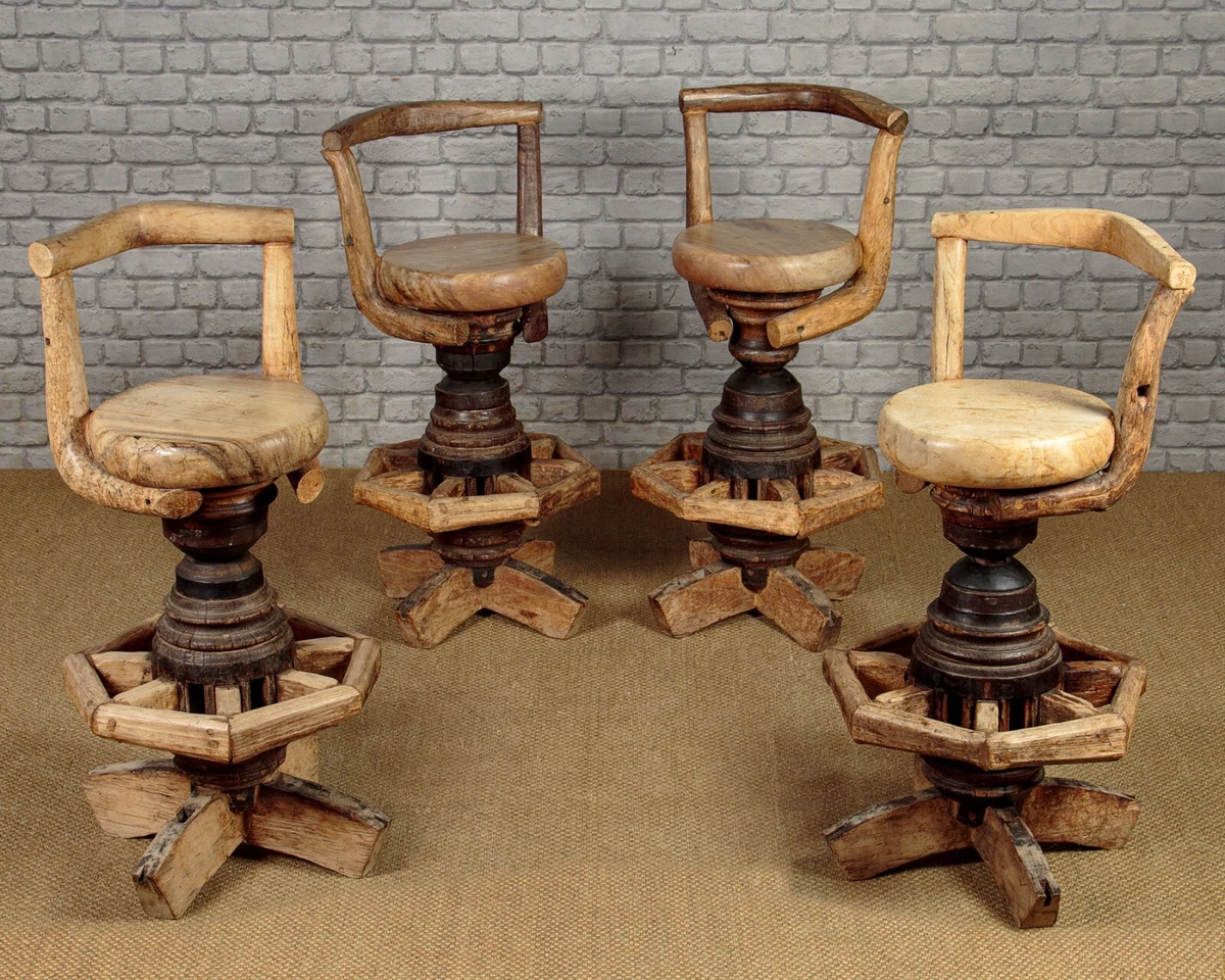 Set of Four Revolving Bar Stools