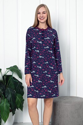 Nachthemd Sleepshirt Damen Bigshirt Langarm Blumen 13043 Smile