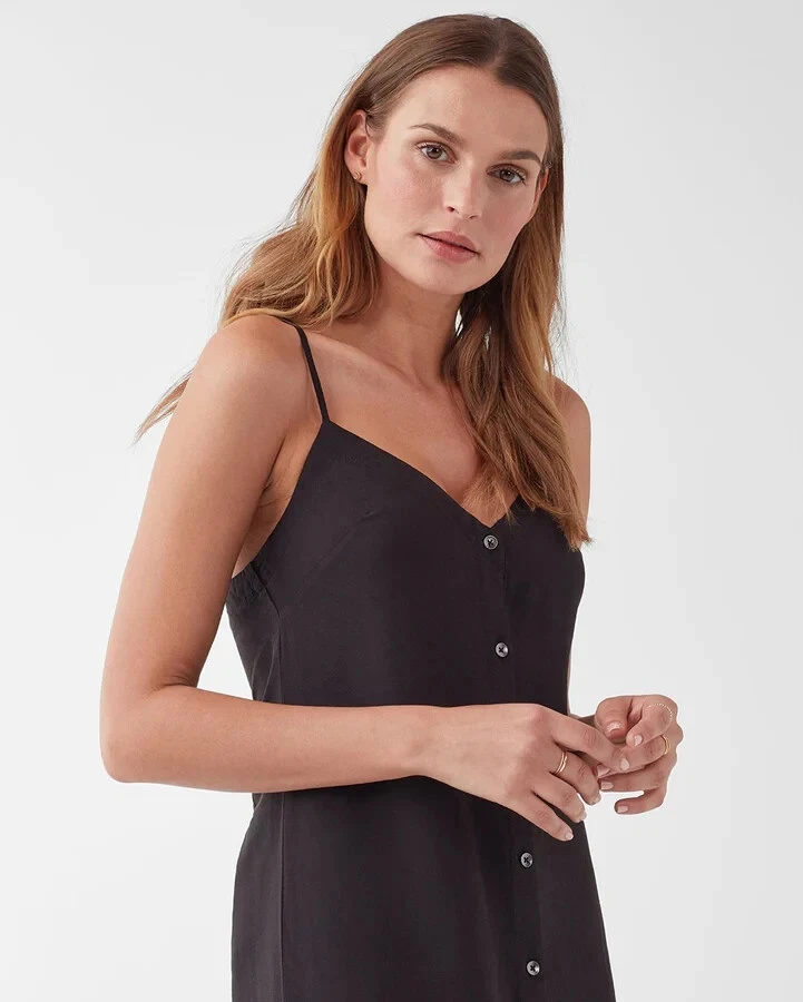 Splendid Woman s Black Gidget Button Front Midi Dress Size Medium