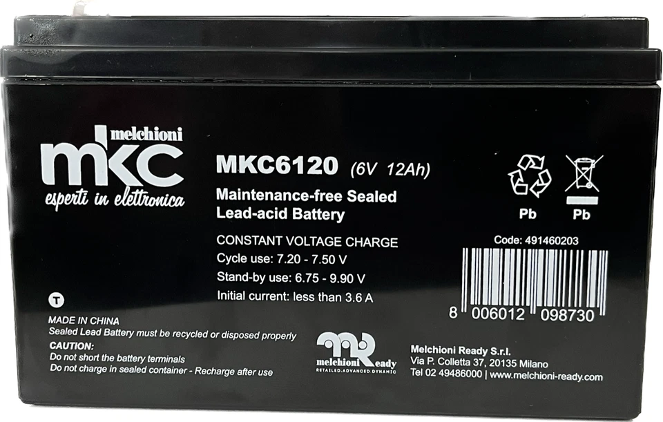 Die wiederaufladbare 6V 12Ah Blei-Säure-Batterie mit 4,8 mm Faston-Anschluss MKC - Imagen 2 de 4