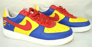 yellow and red air force ones