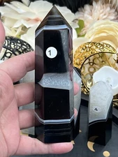 Natural Black & White Agate Towers L@@K Free ship & Gift