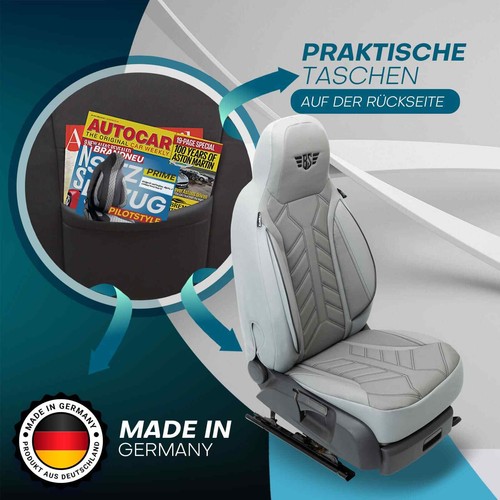 Fundas de asiento para autocaravana piloto adecuadas para Bluebird Wanderlodge 700 (gris) - Imagen 7 de 12