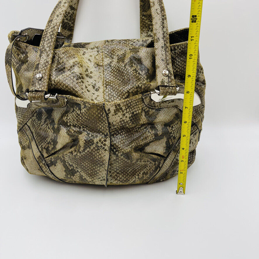 B Makowsky Handbag Metallic Snakeskin Leather Sil… - image 8