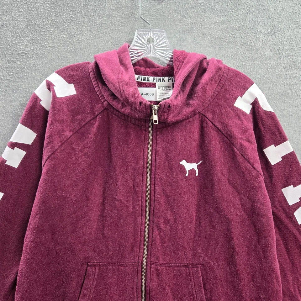 Sudadera Rosa Victorias Secret Mujer Grande Roja Sudadera con Capucha Logo Campus LEER Foto 3 de 4