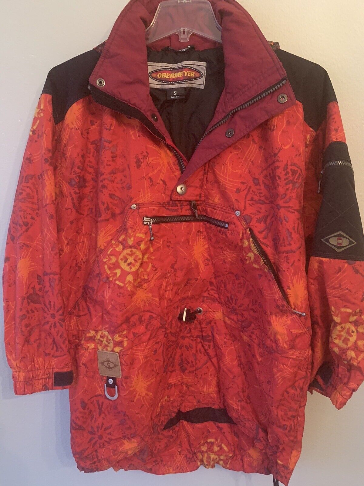 Vintage OBERMEYER Jacket Size S Red Black Yellow … - image 1
