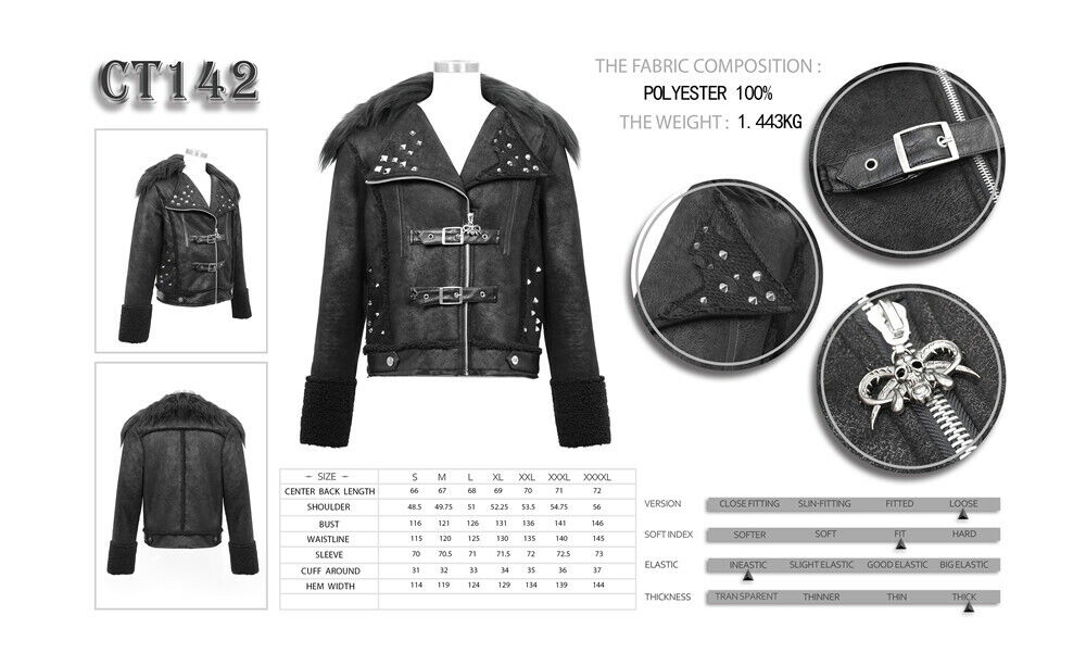 Men's Punk Rock Fur Collar Coat Street Type Cool Loose Men's Punk Rock Fur Collar Coat Street Type Cool Loose