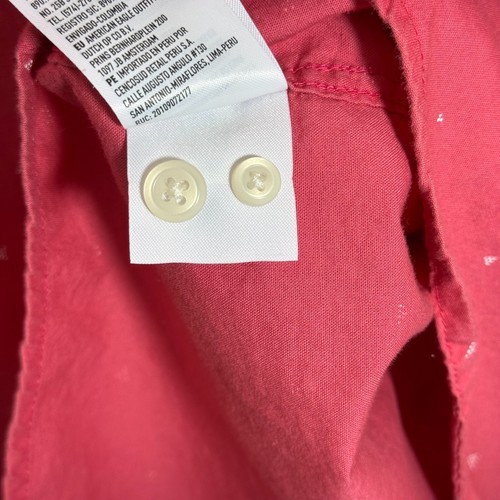 American Eagle Camp Shirt Button Down Medium Pink Geometric Triangle Dot Preppy - Picture 14 of 15
