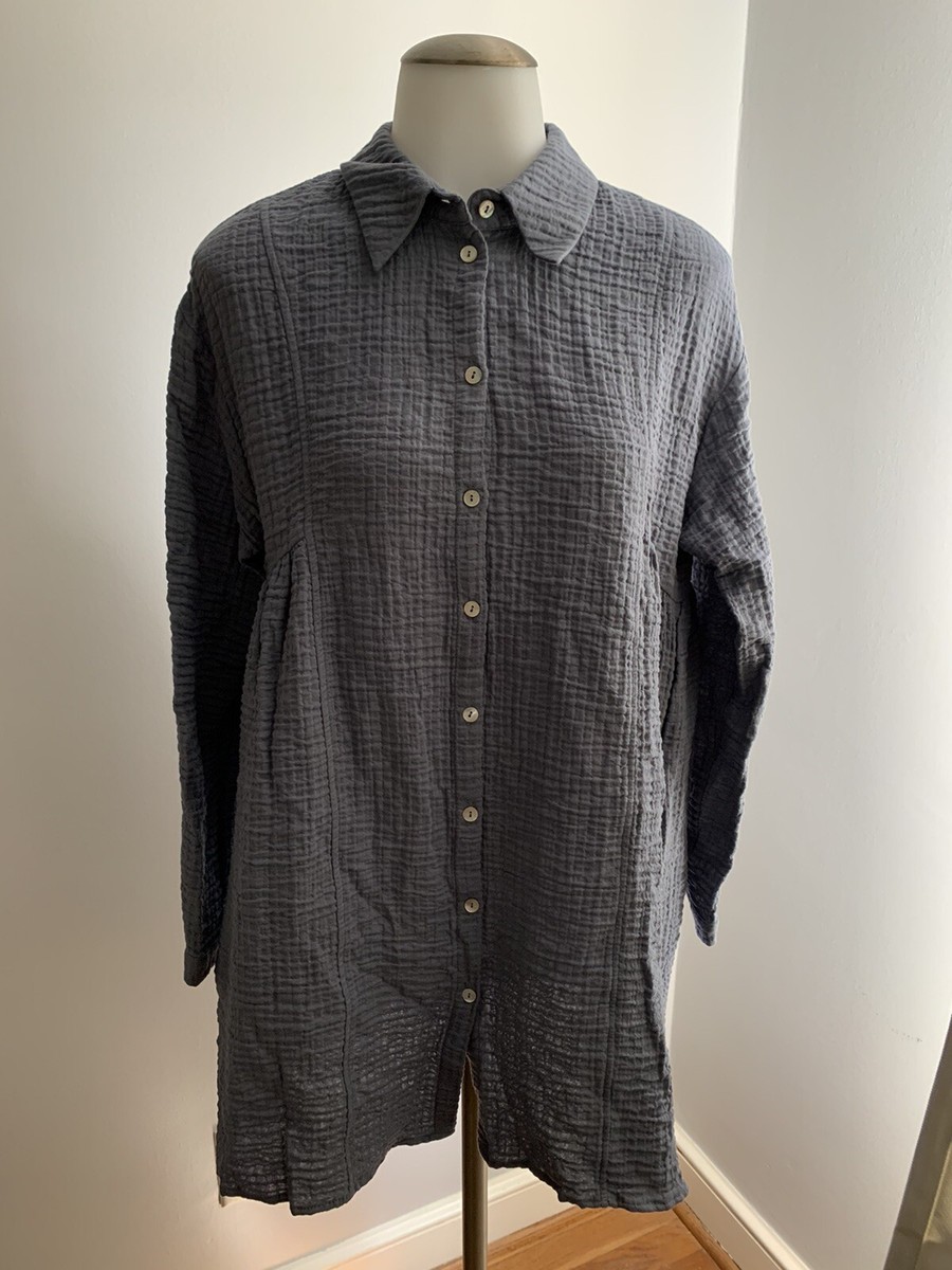 zara grey shirt dress Women’s Bluish Gray Button Up Long Sleeve With Pockets Small published_date:2026-03-02T16:46:54Z