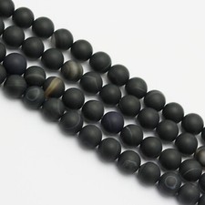2.0mm Hole Black Stripe Agate Matte Round Beads 6mm 8mm 10mm 15.5" Strand