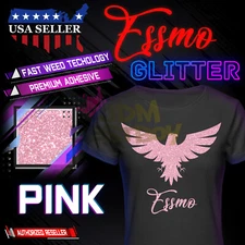 Pink Glitter Heat Transfer Vinyl HTV T-Shirt 10" Roll Iron On / Heat Press DG16