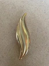 Yamada Tokyo  Vintage Gold Tone Brushed Shiny Leaf Brooch Pin 4"   EB1