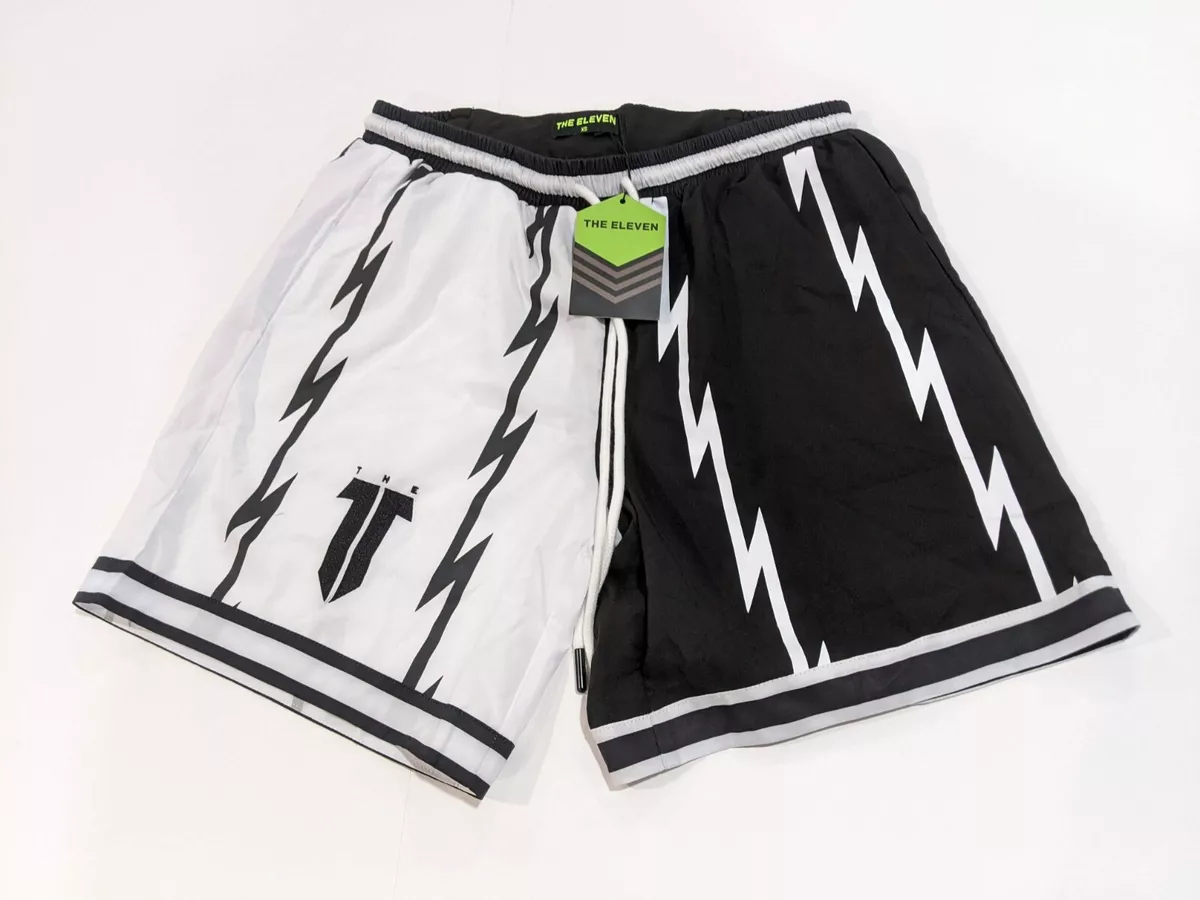 NWT The Eleven Men's Even Split Drawstring Shorts (Size XS, Black/White)