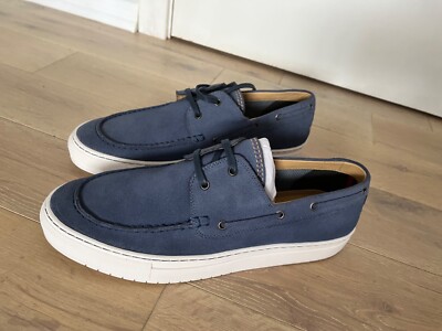 White Stuff Men's Suede Boat Shoes Casual Fit Round Toe Lace Up