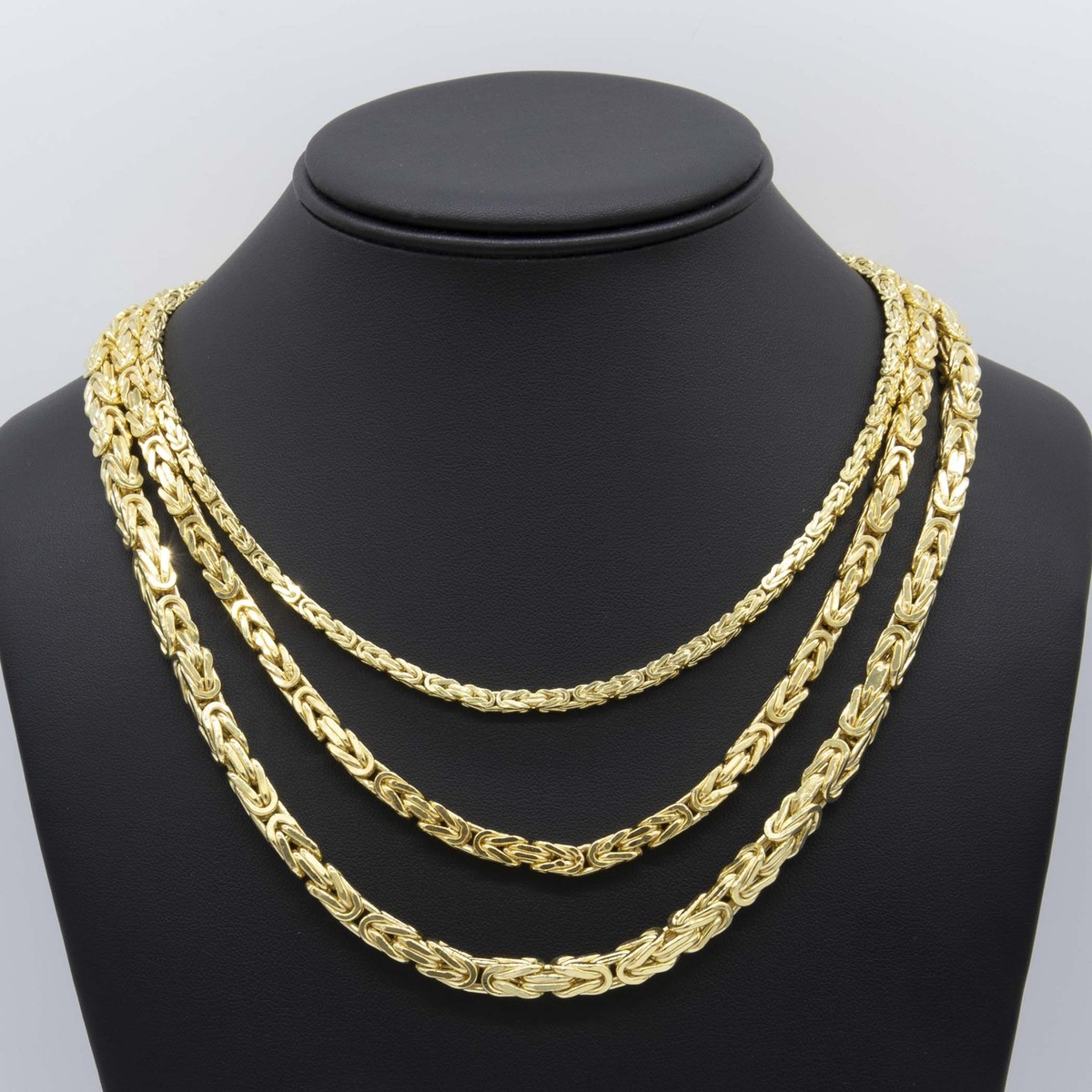10K Yellow Gold Square Byzantine Link Chain Necklace All Sizes | eBay