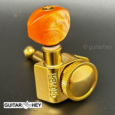 NEW Grover 502 LOCKING Tuners 3x3 Modern Gibson Les Paul HEX AMBER