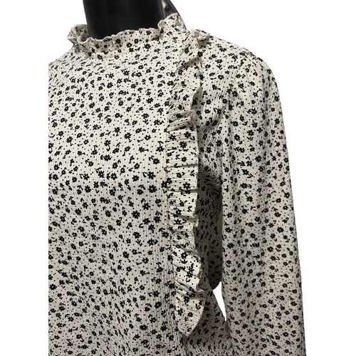 Size 13-14 Zara Girls Ruffle Detail Long Sleeve Floral Print Girls Shirt Blouse - Picture 5 of 12