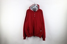 Vtg 90s Russell Athletic Mens XL Distressed Blank Henley Hoodie Sweatshirt USA