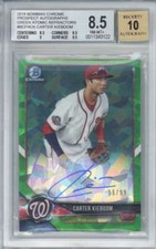 2018 Bowman Chrome Pros Autos Carter Kieboom Green Atomic Refractors BGS 8.5 10