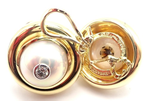 Authentic Tiffany & Co Picasso 18k Yellow Gold Diamond Mabe Pearl Earrings Paper - Picture 9 of 11