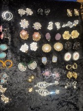 VINTAGE CUSTOME EARINS RHINESTONE CLIP ON (28)