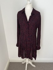& Other Stories 14 Red & Black Long Sleeve Shirt Dress