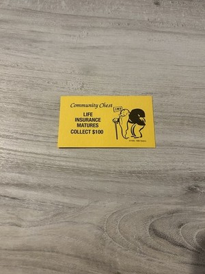 1999 Monopoly Community Chest Card LIFE INSURANCE MATURES Card