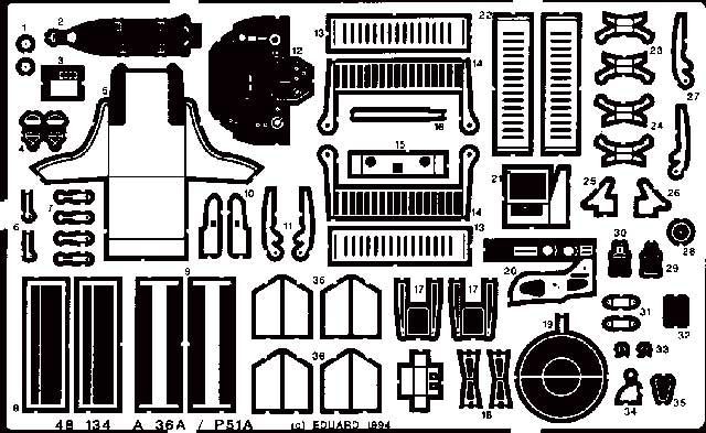 Eduard Accessories 48134 - 1:48 A-36 / P 51 For Accurate Miniatures Kit - Etched