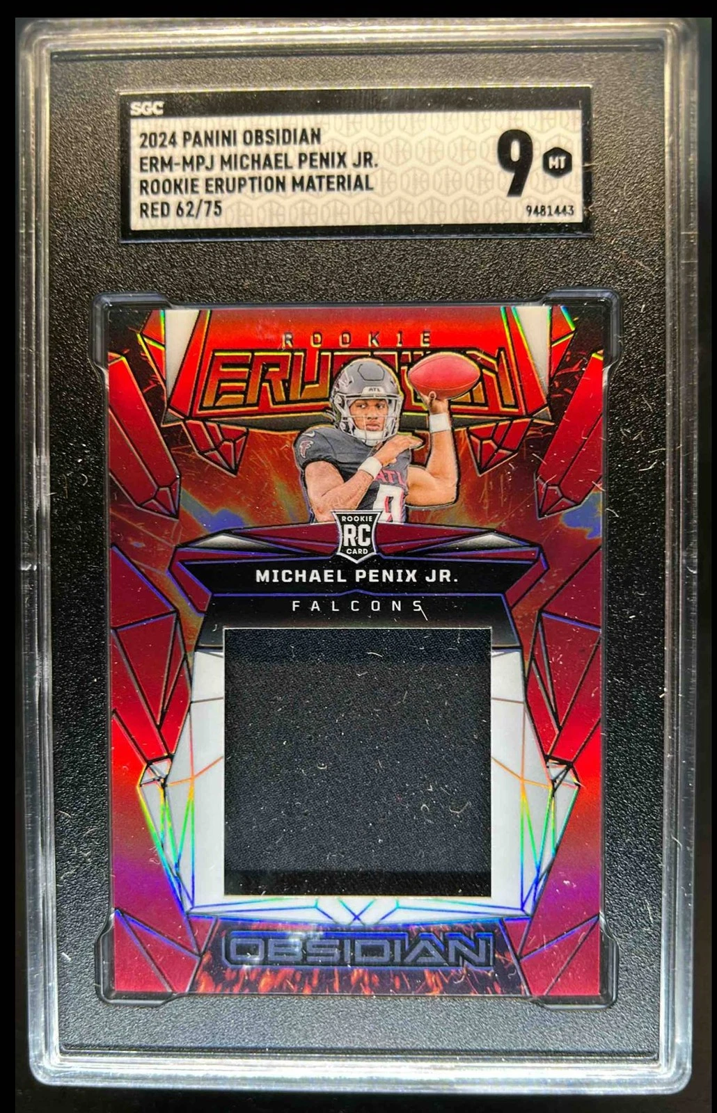 Michael Penix Panini Obsidian Rookie Eruption Materials #ERMMPJ Red