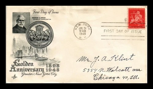 DR JIM STAMPS US COVER NEW YORK CITY GOLDEN ANNIVERSARY AIR MAIL FDC SCOTT C38