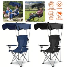 Canopy Lounge Chair Sunshade with Cup Holder for Camping Hiking Travel Outdoor