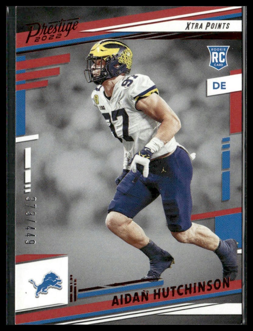 2022 Panini Prestige #312 Aidan Hutchinson Rookie Xtra Points Red #/449 Lions