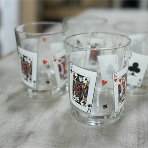 Playing Card Whiskey Glasses Vintage set of 4 poker play
