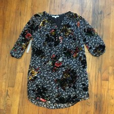 NWT Daniel Rainn Anthropologie Dress Sz S Velvet Sheer Floral Boho Tassel Midi