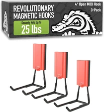 MIDI 4 in Open Hooks, 25 Lb Heavy Duty Magnetic Hooks for Steel Surfaces, Patent