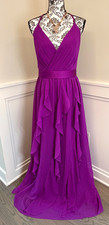 White by Vera Wang Purple Halter Ruffle Maxi Dress Size 8 Formal Evening Gown
