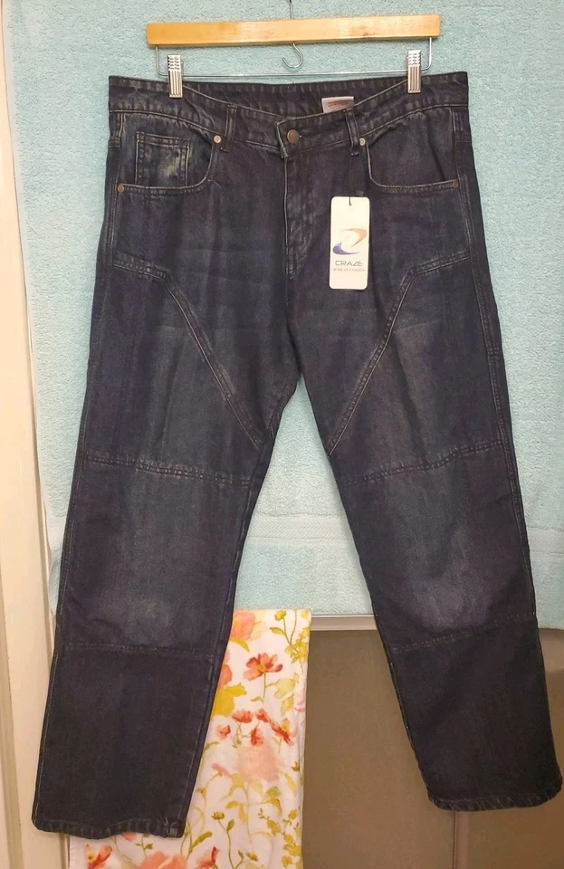 Pantalones de mezclilla para hombre RIDER PROTEC azules 34 W x 29 L asiento y rodillas reforzados Foto 3 de 4