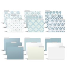 Decorative File Folders, 18 Pack, 9 Soft Floral Designs + 9 Matching Solid Co...