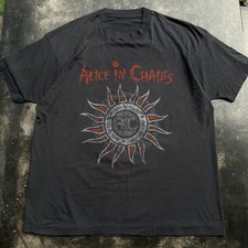 Alice In Chains Sun Logo Unisex Black Cotton T-shirt, Size S-5XL