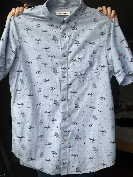 Men Ben Sherman Shirt Blue Cotton 40 /L / 48 #5RHR