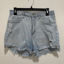 Wild Fable Super High-Rise Rolled Cut Off Denim Shorts Distressed Womens Sz 8
