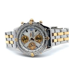 Mens Breitling Chronomat Chronograph 18K Gold / Steel Diamond Watch