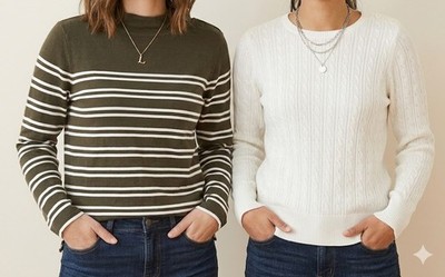 Women s Sweater Lot Size LP/L   Talbots & Sonoma Cotton Knit Classic Tops