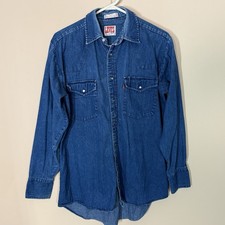 Vintage 80s Levi  s Denim Western Shirt Pearl Snap Long Sleeve Cowboy Medium VTG
